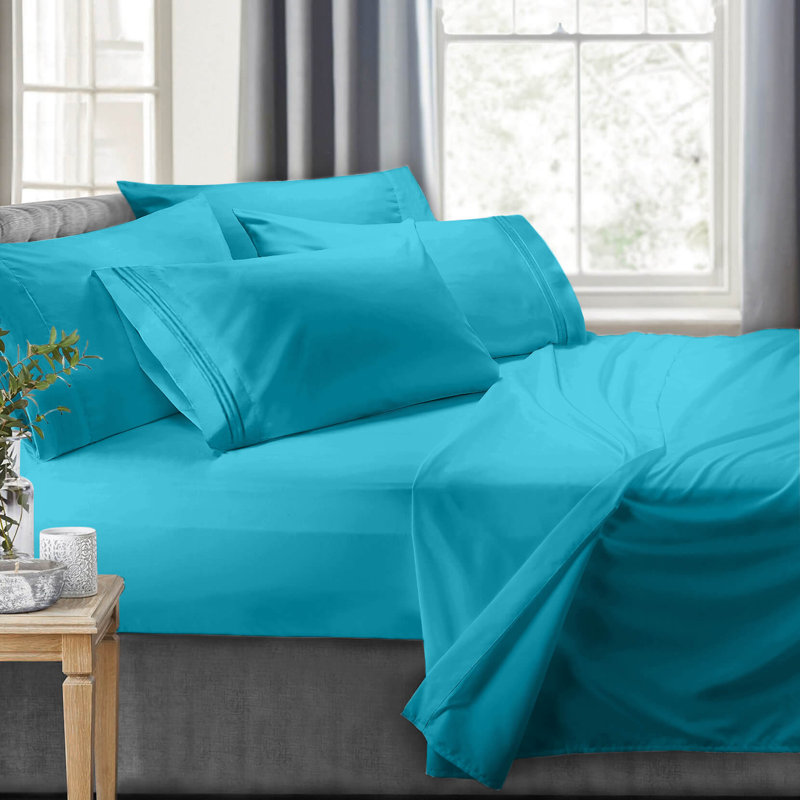Microfiber Solid Colour Sheet Set, Beach Blue