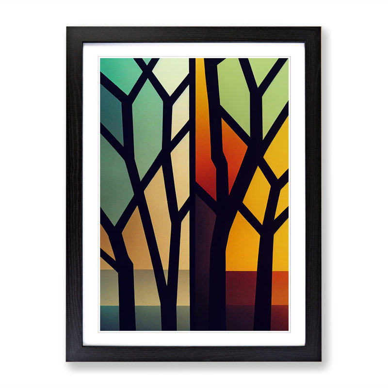 Tree Abstract Block Vol.7 - Single Picture Frame Print, Oak, 46cm H x 34cm W x 2cm D