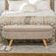 Banc de rangement de 43,3 po beige avec rangement caché, rembourrage en molleton, pieds en bois - Recouvert d'une solution pratique et élégante