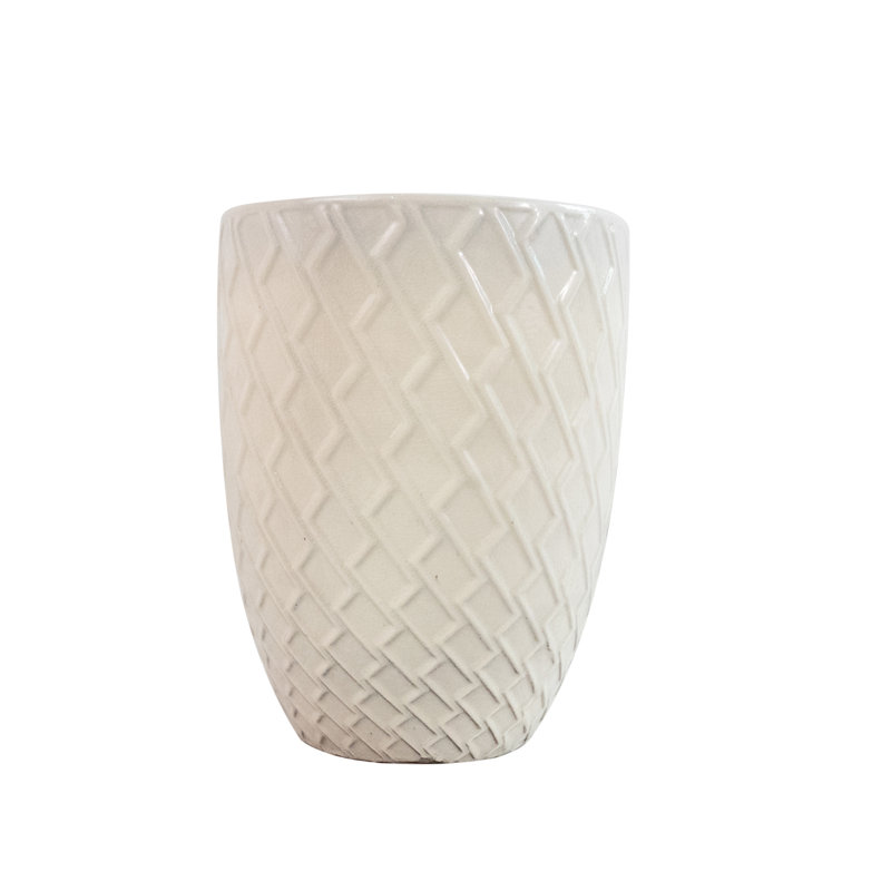 Ceramic Flowerpot, Modern Planter For Patio, Garden, Windowsill - White