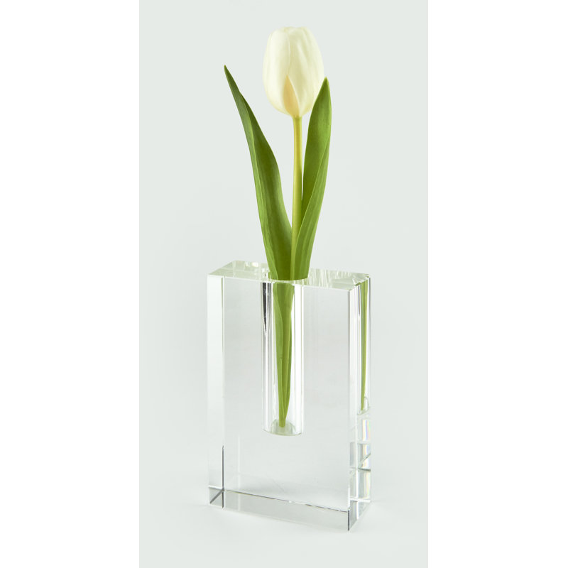 Vase de table en cristal transparent, H 5,5 po x l 3,5 po x P 1,5 po