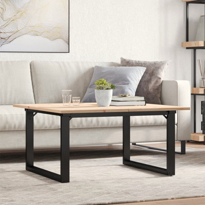 vidaXL Coffee Table O-Frame Solid Wood Pine and Steel