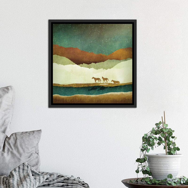 " Stary Range ", Distressed Black Floater Framed, 18" H x 18" W x 1.5" D