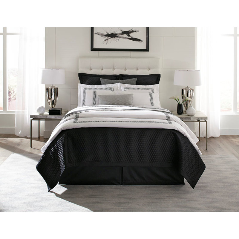 Links Percale Sheet Set, White/Black, King Sheet Set + 2 Pillowcases