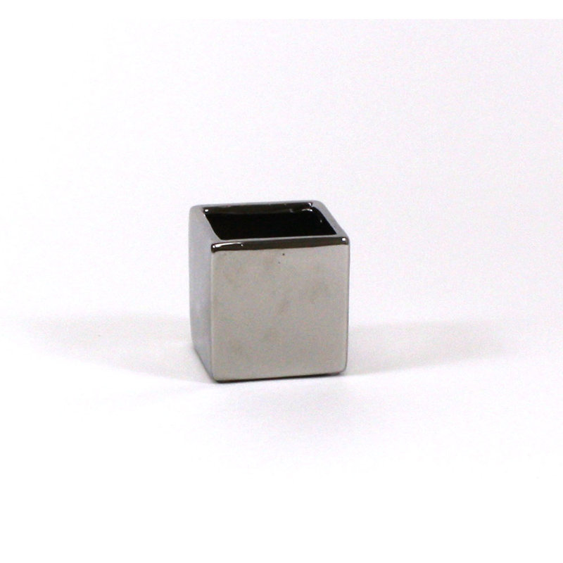 Vase de table carré en céramique cube, Argent, H 3 po x l 3 po x P 3 po