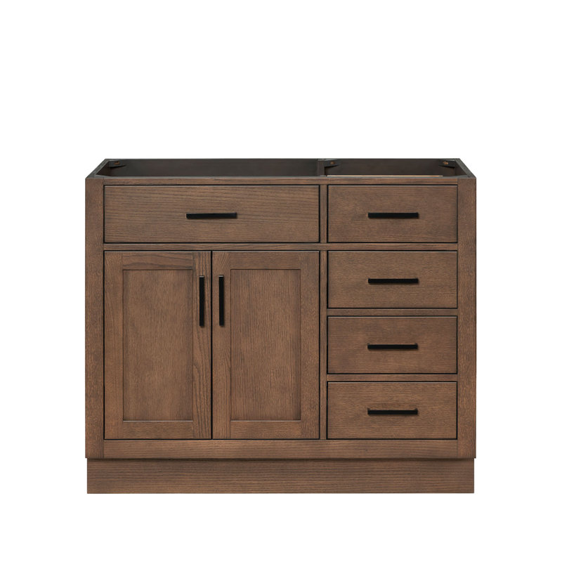 Base de meuble-lavabo simple en bois massif 42 po Osoria, Chêne brun