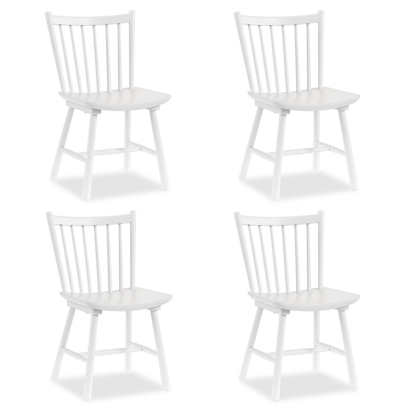 Solid Wood Windsor Dining Chairs Set of 4, White