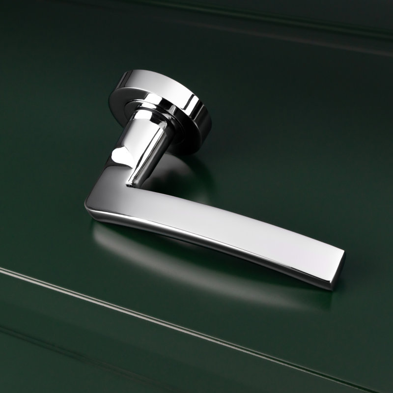 Tavira Latch Door Handle, Polished Chrome