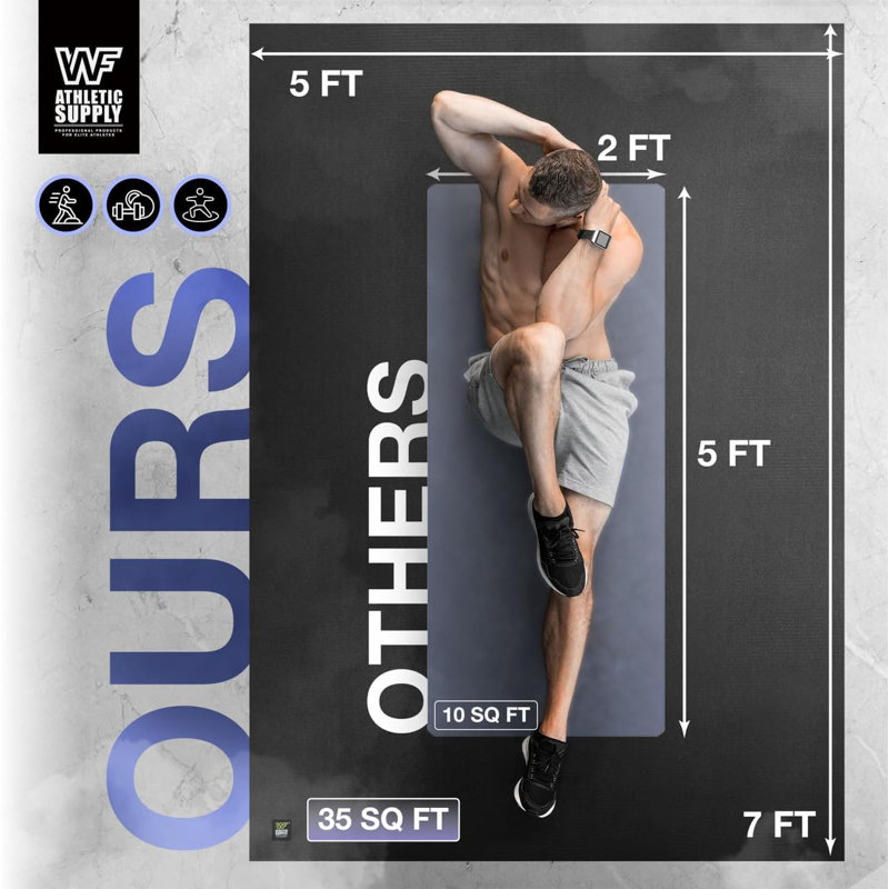 Très grands tapis d'exercice antidérapants WF, L 84 po x l 60 po