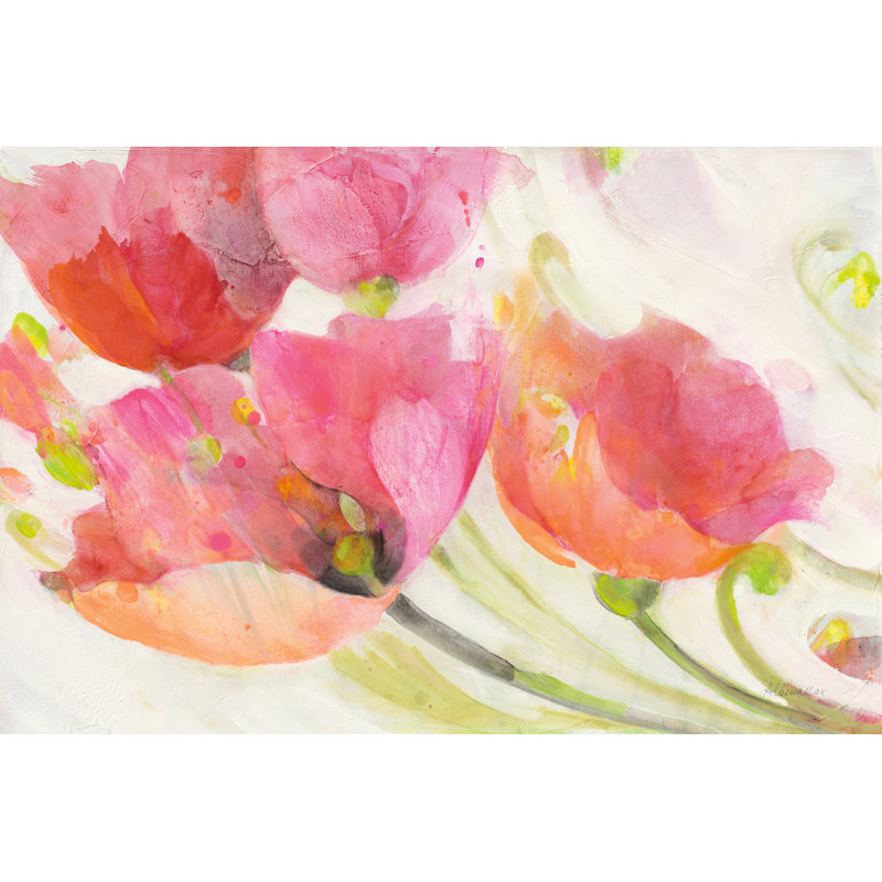 Poppies In The Breeze by Albena Hristova - Wrapped Canvas Painting, 30cm H x 46cm W