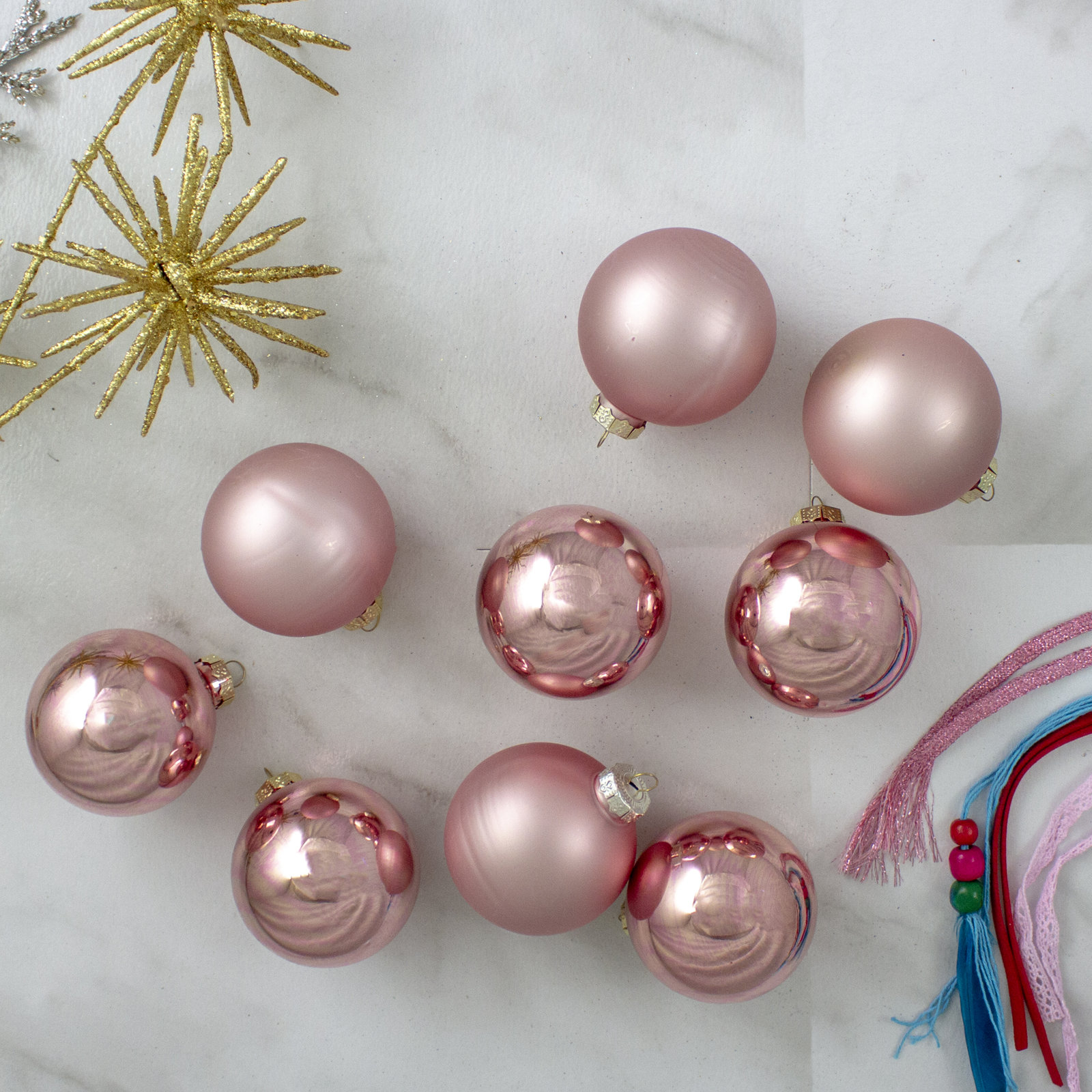 Glass Christmas Ball Ornament, Pink