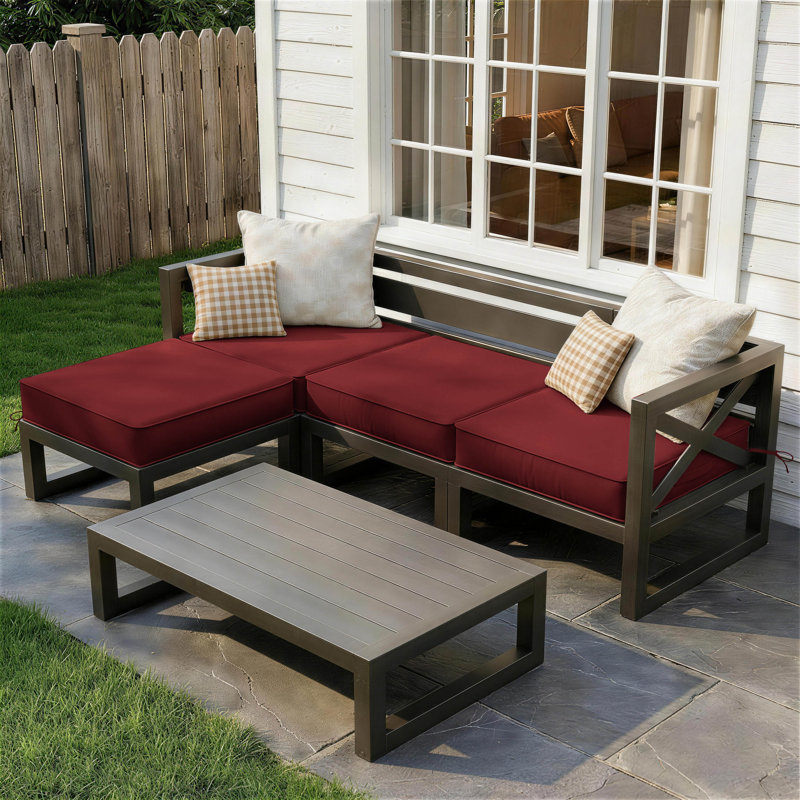 Outdoor 3'' Non-Slip Patio Chair Cushion Cover With Portable Carry Handle., 3", Wine, 17" W x 16" D