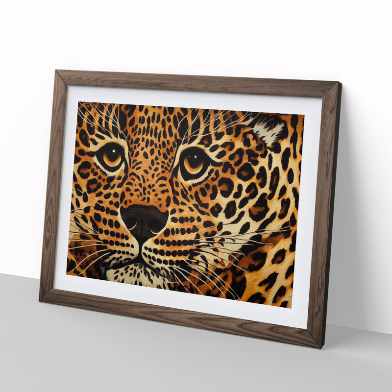 Dreamy Leopard - Single Picture Frame Print, 25cm H x 34cm W, Walnut