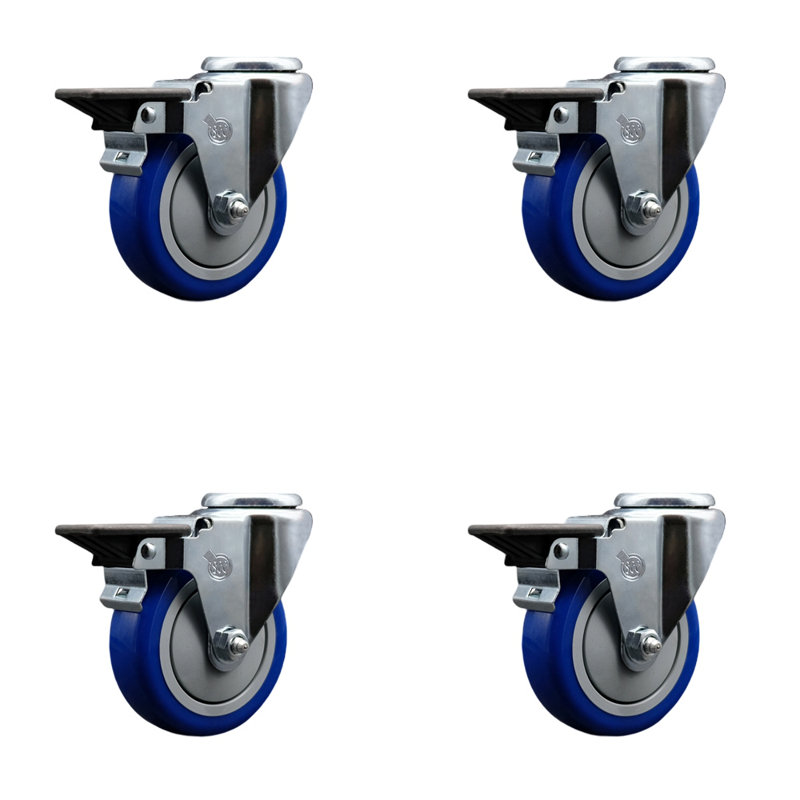 Roulettes pivotantes en poly avec freins Posi Lock, Noir