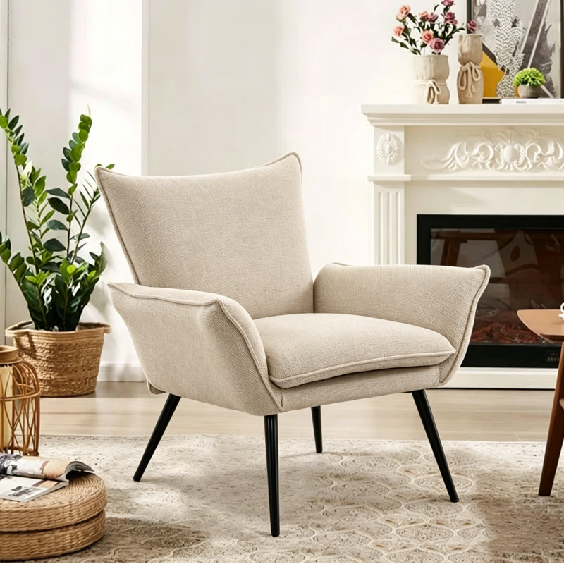 Cottle Upholstered Armchair Living Room Reading Chair Leisure Sofa Chairs,Small Accent Chair with Metal Frame