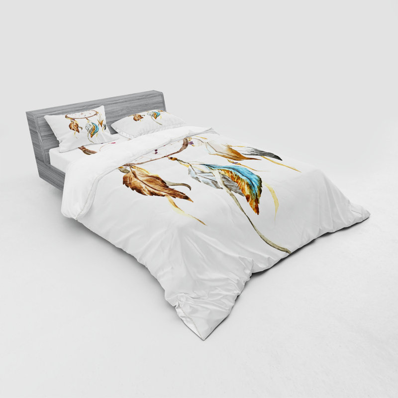 Ensemble de housse de couette rustique en microfibre blanc / or, Housse de couette grand + 3 pièces supplémentair