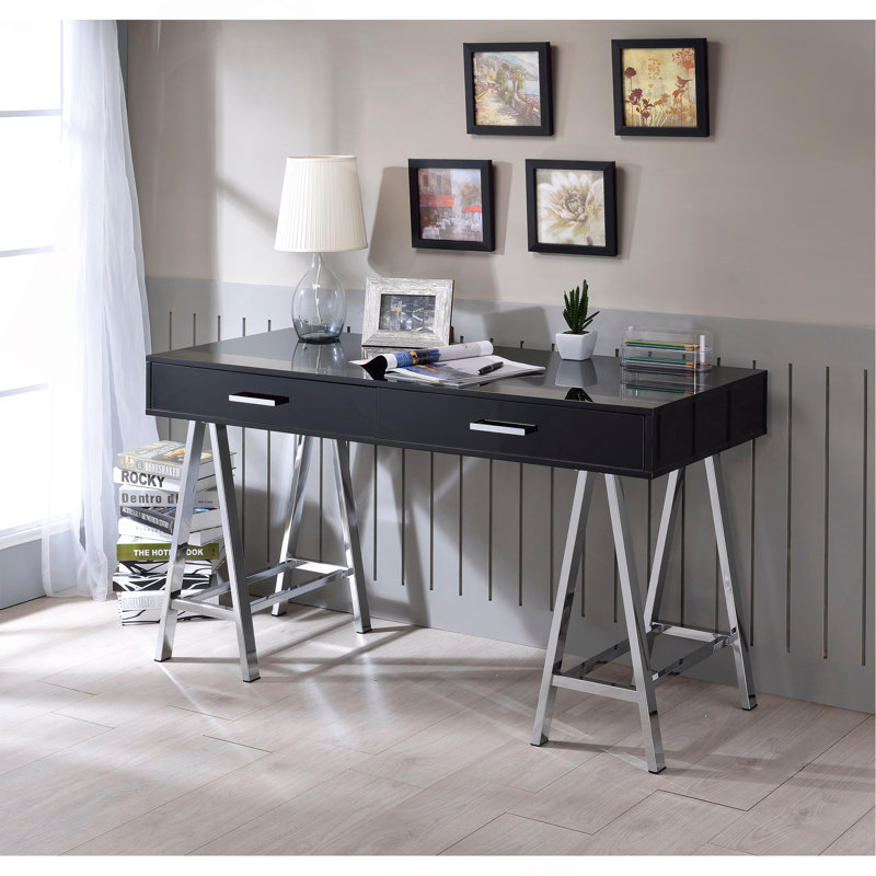 Bureau d'écriture polyvalent ultrabrillant avec USB et plusieurs options de rangement