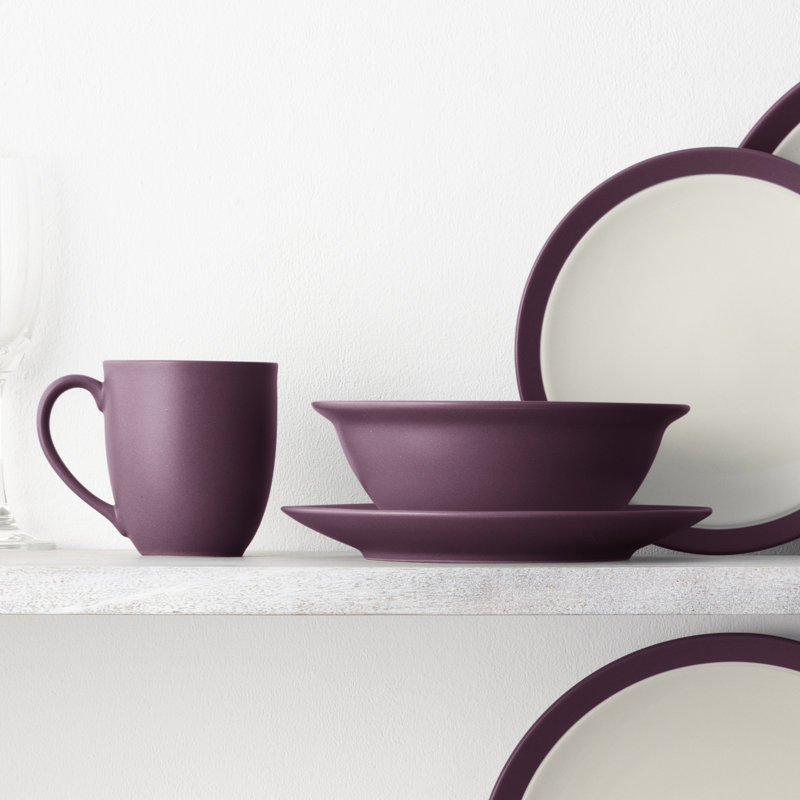 Noritake Colorwave 16-Piece Curve Dinnerware Set, Service for 4, Burgundy