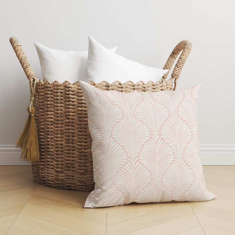 Coussin Elegant Palms, Motif floral rose, H 26 po x l 26 po