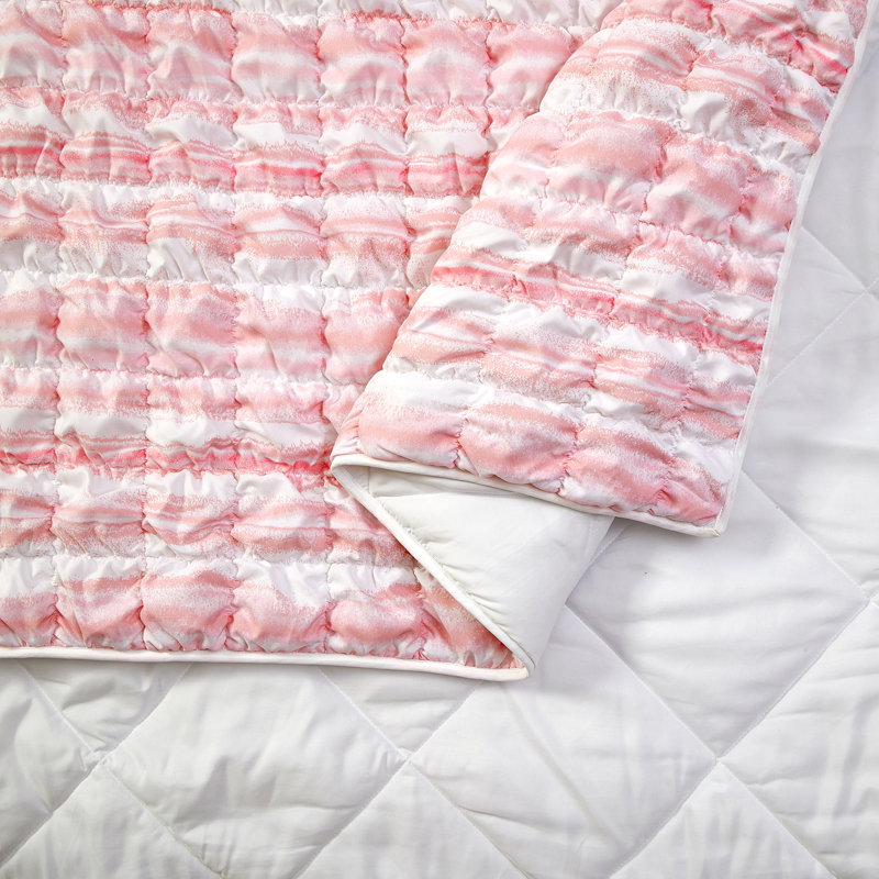 Ensemble de courtepointe 2 pièces Dreamy Clouds Puffy Marshmallow, Rose