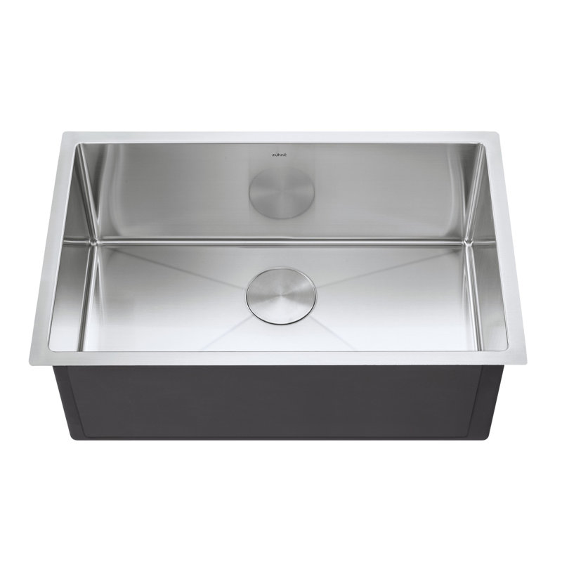 Stainless Steel 28" L x 18" W Undermount Kitchen Sink with Basket Strainer