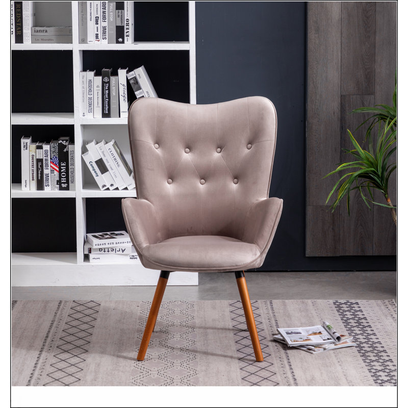 Fauteuil d'appoint contemporain en velours soyeux capitonné Doarnin, chocolat, alliant confort et élégance pour n'importe quelle pièce