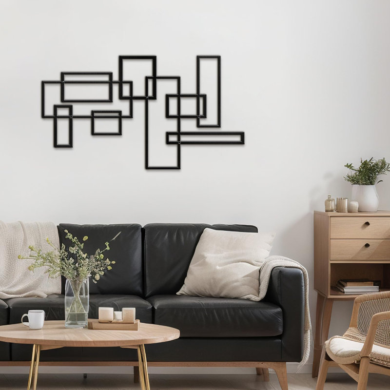 Décoration murale en métal, H 12 po x l 24 po x P 0,05 po, Noir