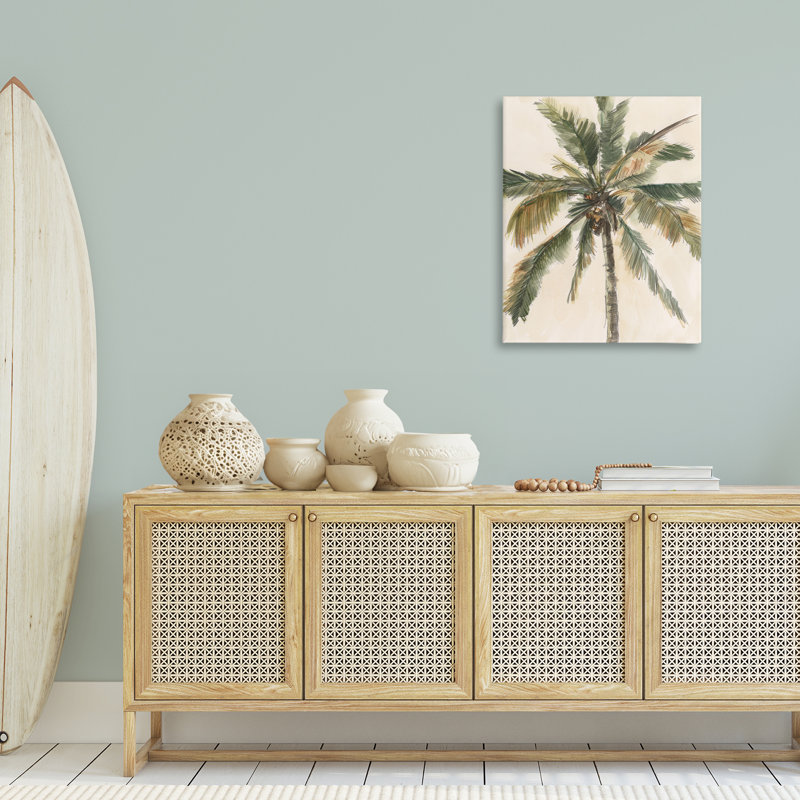 Palmier sur toile beige par Ethan Harper, H 30 po x l 24 po