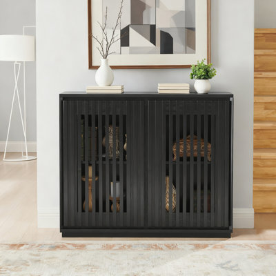 Buffet creux cannelé Mid-Century moderne avec 2 trous de sortie arrière et beaucoup de rangement