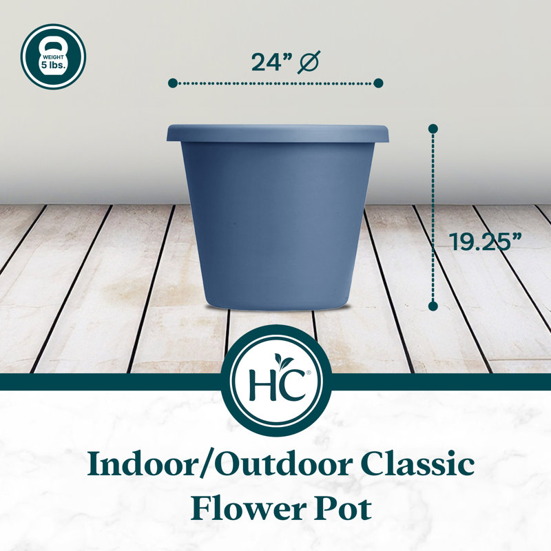 Pot Planter, 10" H x 24" W x 24" D, Slate Blue, 1