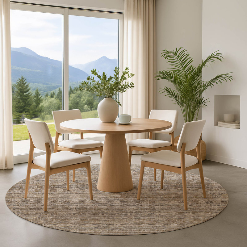 Premium Machine Washable Lubbers AMF1746 Stripe Rug, Round 8'