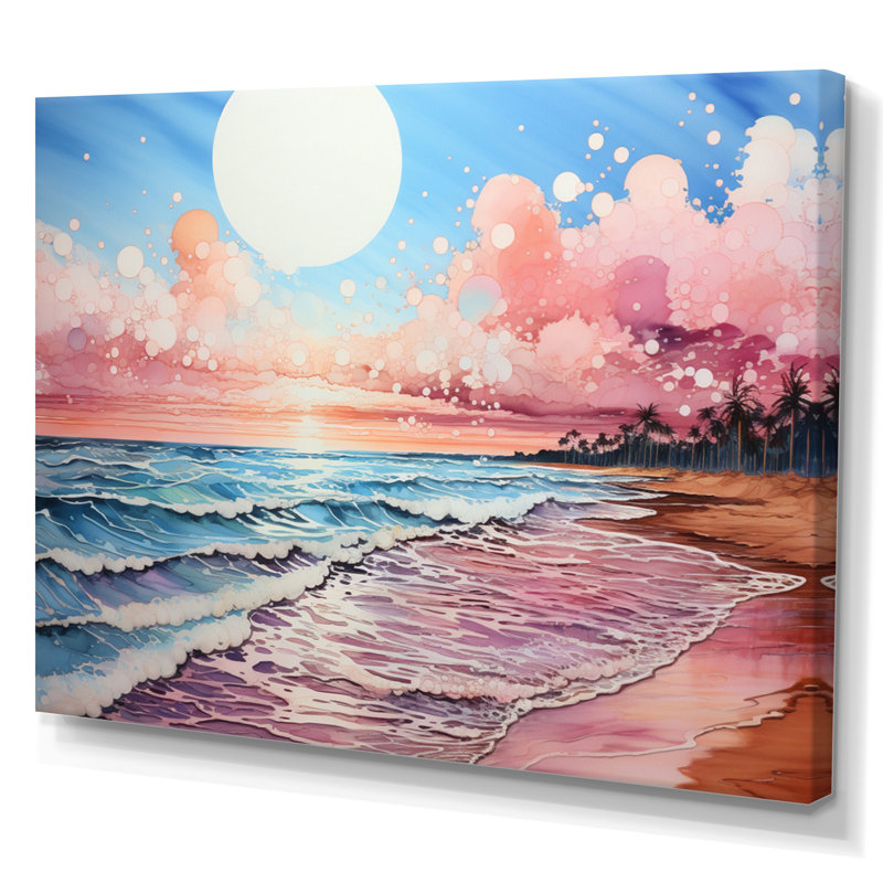 Paysage de plage pêche - impression, H 34 po x l 44 po x P 1,5 po, Toile tendue