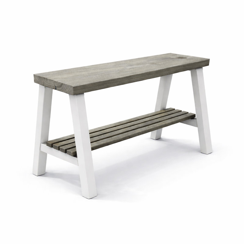Daigen Solid Wood Storage Bench, Gray/White
