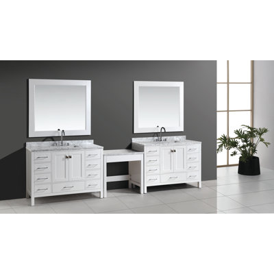 Ensemble de meuble-lavabo de salle de bain double 126 po avec miroir Carrasquillo
