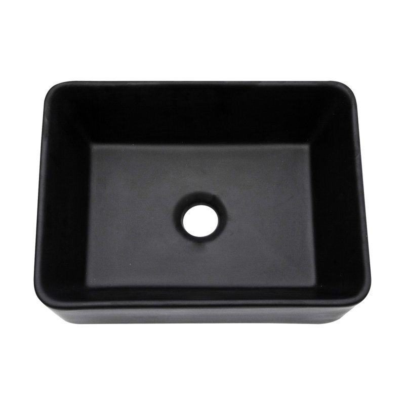 Ceramic Rectangular Vessel Bathroom Sink 16"X12" In Black. Modern Design. Excellent Quality, Low Water Absorbency. Stain Surface. Above Counter Mounting. 1 3/4" Center Drain Hole. 16X12 Inch Classic