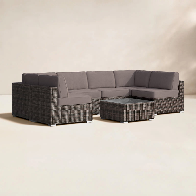 Lauderman Fully Assembled 4 - Person Seating Group with Sunbrella Cushions, Sunbrella Taupe