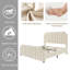 Très grande base de lit en velours avec tête de lit et pied de lit capitonné de 50,2 po de hauteur, garniture cloutée, sans sommier tapissier, cadre de lit tapissier crème, conception à rainure verticale-1732873482-1732873480