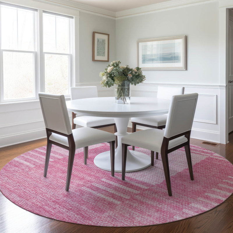 Granier Washable Striped Indoor / Outdoor Rug, Round 8'