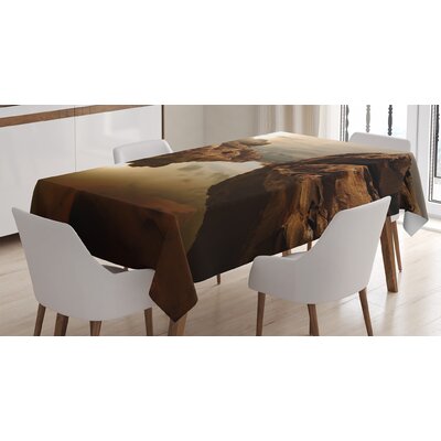 Ambesonne Nature Tablecloth, Sunrise Over Secluded Rocks In Calm Lake Beaming Sun Reflections On Water Cloudy Sky, Rectangular Table Cover For Dining -  East Urban Home, 361A68D1BDC74891BF134203EB322B84