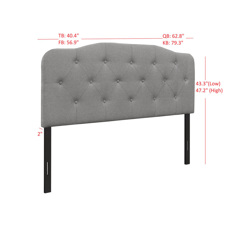 Richard Upholstered Panel Headboard, Warm Grey Linen, Queen