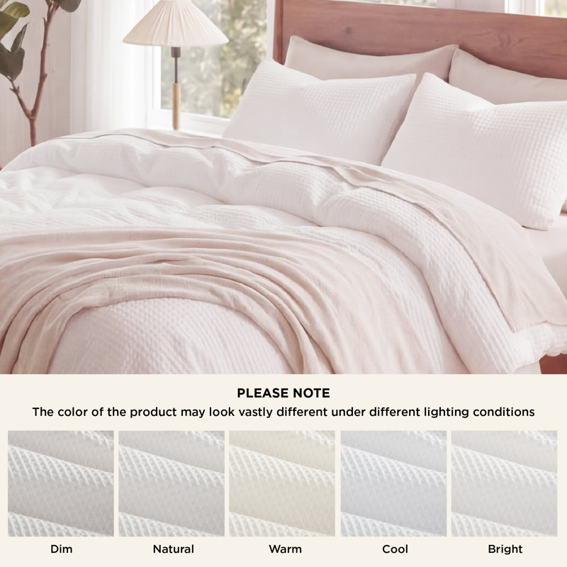 Bedsure Cotton Duvet Cover Twin - 100% Cotton Waffle Weave Coconut White Duvet Cover Twin Size, GentleSoft and Breathable Bedding Set for Gifts, 2 Pieces, 68"x90"