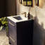 Meuble-lavabo bleu marine 24 po X P 20 po D, dessus en marbre de culture et robinet en métal-117978909