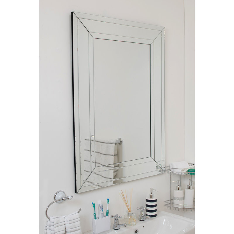 Deluna Glass Flat Wall Mirror, 100cm H x 70cm W