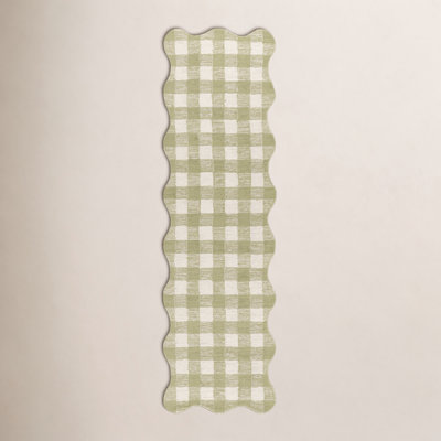 Lola Hand Tufted Wool Plaid Green Area Rug