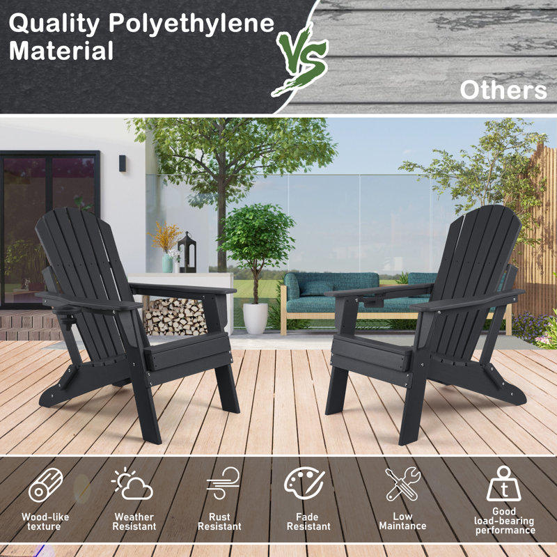 Chaise Adirondack pliante Uniopolis, Noir, noir, noir, noir