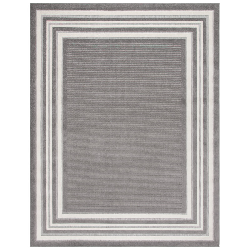 Shontavius 303 Area Indoor/Outdoor Area Rug In Grey / Ivory, Rectangle 8' x 10'