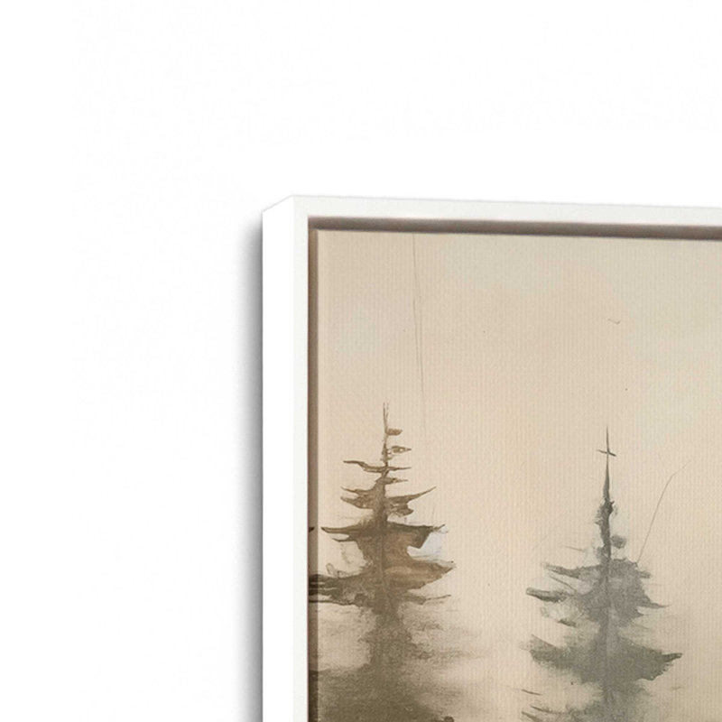 «Foggy Warm Forest I», reproduction sur toile, H 12,75 po x l 12,75 po x P 1,75 po, Cadre flottant blanc, 1
