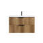 Meuble-lavabo mural 36 po avec panneau cannelé 3D et lavabo intégré en céramique-330157281
