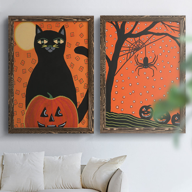«Halloween Fun V-Premium», toile encadrée prête à être accrochée, H 31,5 po x l 88 po x P 1,5 po, Noyer