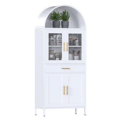 30.7 In. W×72.8 In. H×15.4 In. D 2-shelf and 1-drawer Metal Display Cabinet,Modern Freestanding Arched Cabinet, Antique Cabinets,Porcelain Cabinets,Bo by Red Barrel Studio